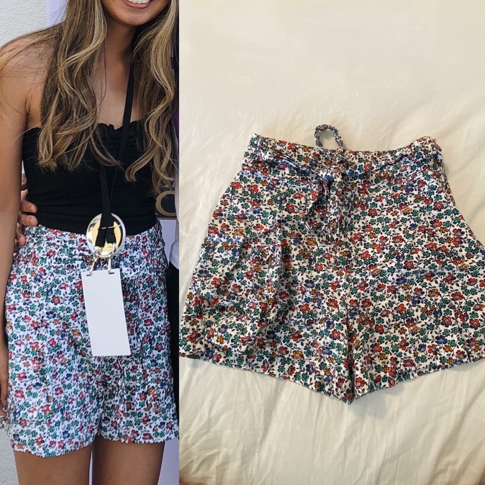 J. Crew High Waisted Floral Shorts with Tie